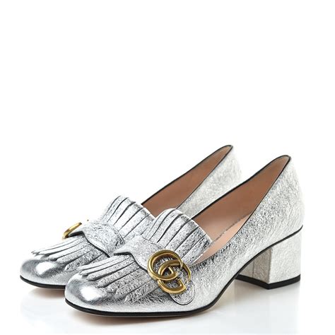 gucci loafers silver|Gucci fringe loafer.